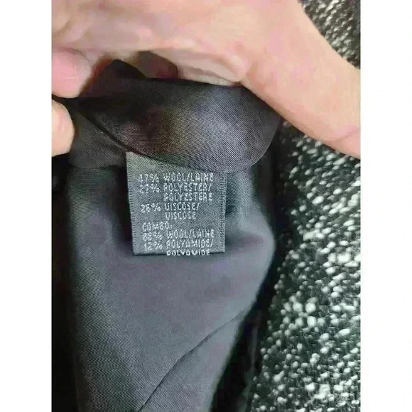 Lafayette 148 New York Black White Tweed Fray Edge Wool Blend Blazer Size 8 - Picture 6 of 8
